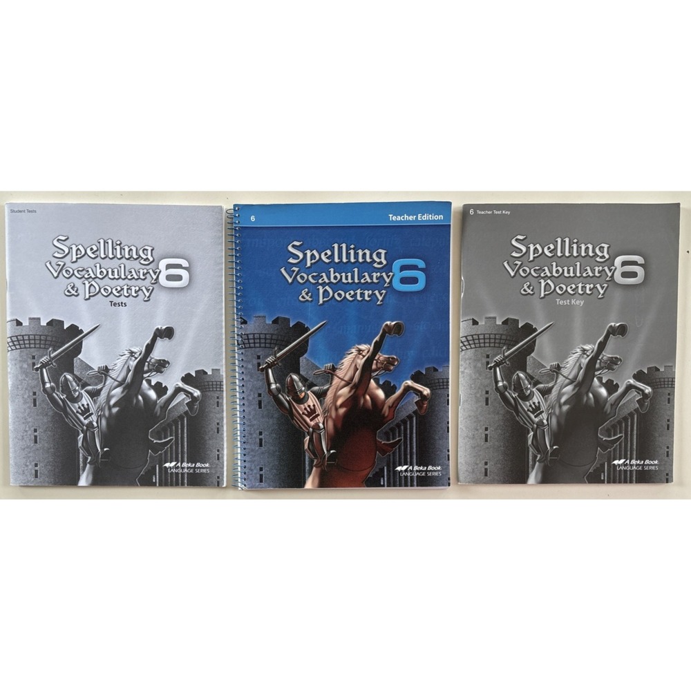 Abeka 6 Spelling Vocabulary Poetry 6th Grade Teacher Edition Tests & Key Lot